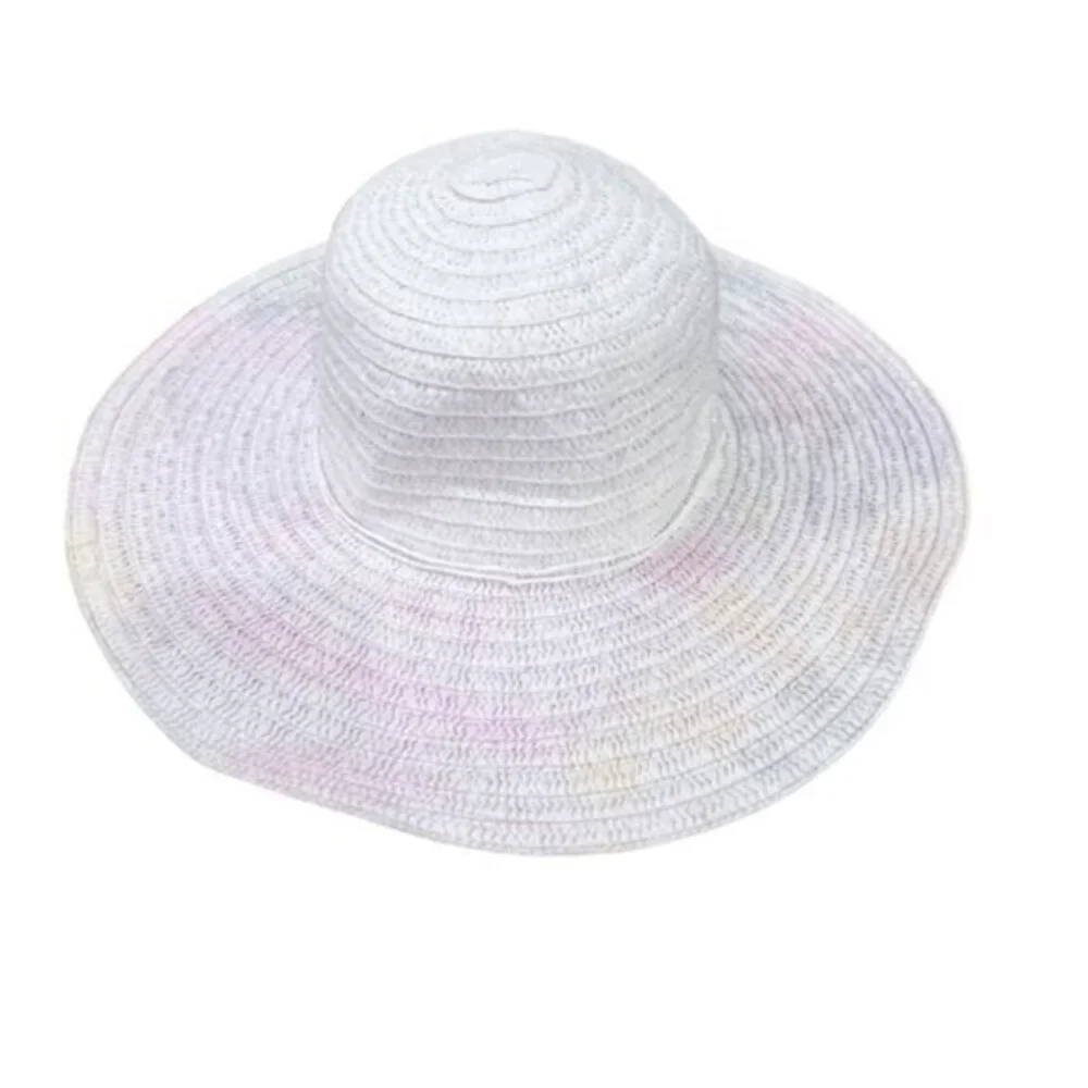 Womens Floppy Sun Hat Wide Brim White Pastel Colors Beach Vacation‎ Pool Travel